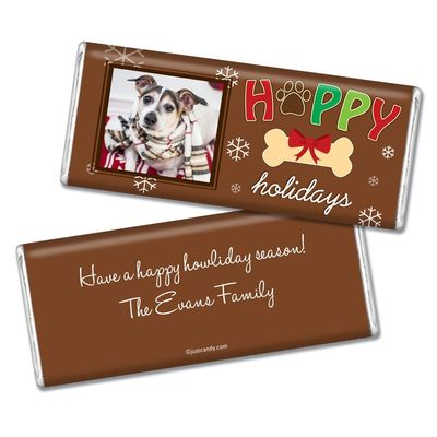 24ct Personalized Christmas Candy Chocolate Bar Party Favors with Photo (24 Pack) - No Assembly Required - Dog Photo Holiday Card Greeting