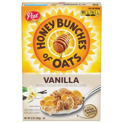 Honey Bunches of Oats Vanilla Cereal, Breakfast Cereal with Crunchy Oats and Granola Clusters, 12 oz Box