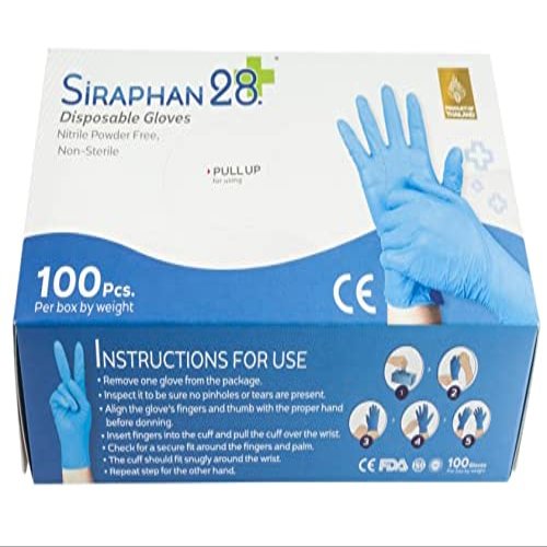 1000 Disposable Nitrile Gloves Powder Free Light Blue Medium Non-Sterile FDA Registered Made in Thailand