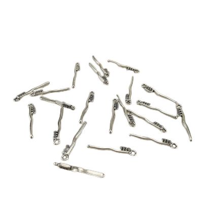 airgoesin 30pcs Mixed Vintage Tooth Charms Toothbrush Toothpaste for Jewelry Earrings Making Smooth Tibetan Silver Metal Charms Pendants DIY for Necklace Bracelet Crafting Gift (#2-Toothbrush)