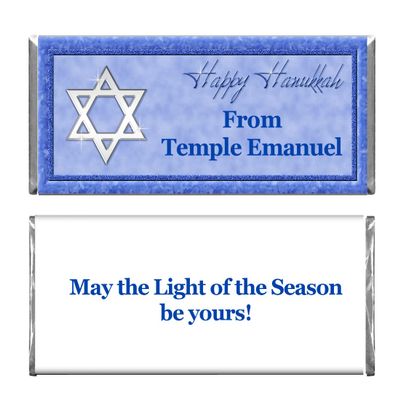 Personalized Custom Business or Personal Hanukkah Star of David Holiday WRAPPERS and Foils for Chocolate Candy Bars (24)