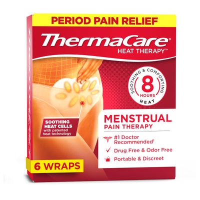 ThermaCare Menstrual Heating Pads - Portable, Adhesive HeatWraps for Period Cramps & Backache Relief - Discreet, Cord-Free Heat Therapy - Up to 8 Hours of Relief