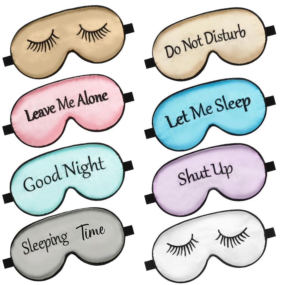 8 Pieces Sleep Mask Silk Eye Mask with Adjustable Strap Soft Blackout Blindfold Eye Cover for Women Men Full Night's Sleep, Travel, Nap, Meditation(Elegant Colors)