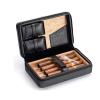 Cigar Case Leather, Cigar Case Holder Traveling, Cigar Humidor Cedar Wood Plaid Pattern Travel Cigar Box Gift for Men Women Friends Golf Bar Trip,Black view 1