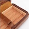 Cigar Case Leather, Cigar Case Holder Traveling, Cigar Humidor Cedar Wood Plaid Pattern Travel Cigar Box Gift for Men Women Friends Golf Bar Trip,Black view 3