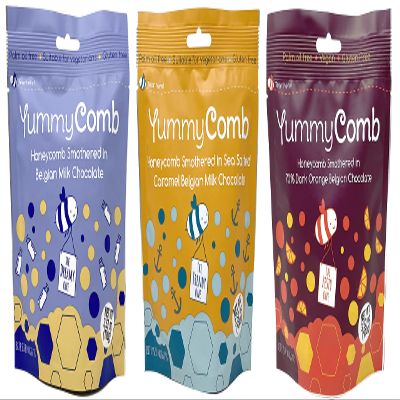 YummyComb Chocolate Honeycomb Variety Pack of 3  Palm Oil Free, Vegetarian, and Gluten-Free Candy  Sustainable Chocolate Covered Honeycomb Sponge Candy (3.52 Ounce)