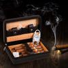 4 Finger Portable Travel Leather Cigar Case,Brown Leather Cigar Case,Cigar Storage Box,Cedar Wood Lined and Removable Cedar Tray Divider,Birthday Gift,Fathers Day Gift,Black-A view 2