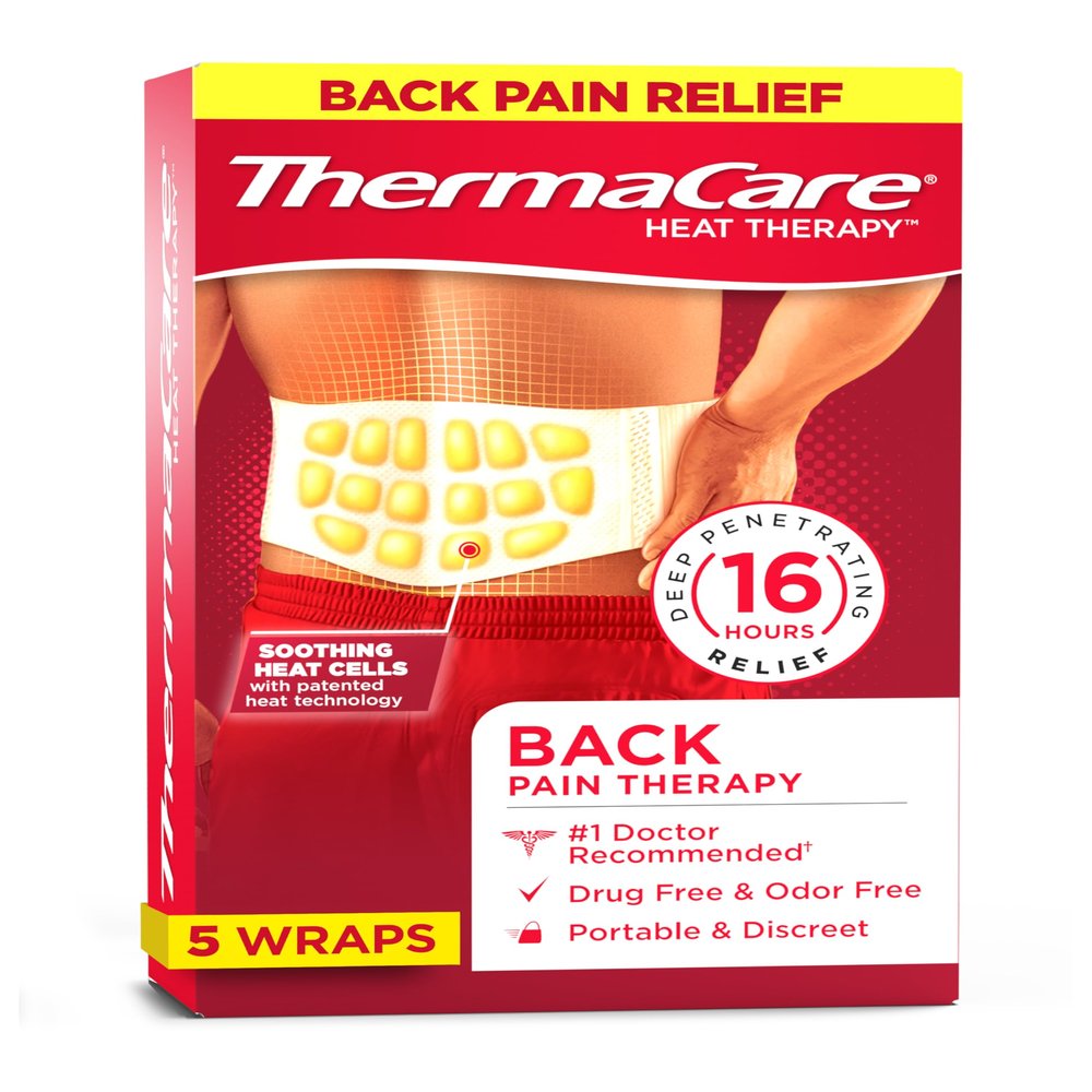 ThermaCare Advanced Back & Hip HeatWraps, Long-Lasting, Disposable Heat Therapy for Lower Back Pain, Muscle Soreness, & Herniated Discs, Drug-Free (L-XL, Pack of 5)