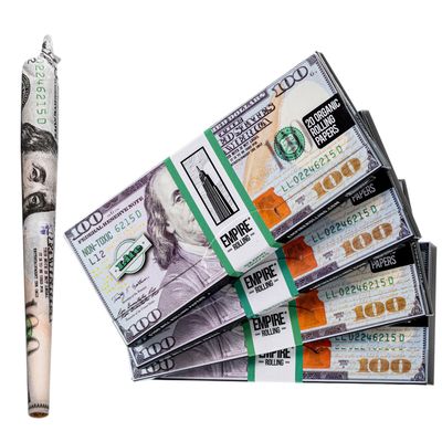 Empire Rolling Benny Lite King Size Rolling Papers  4-Pack (80 Papers + 80 Filter Tips)  111mm Ultra-Thin 13gsm Paper, 100 Bill Design, Smooth Slow Burn