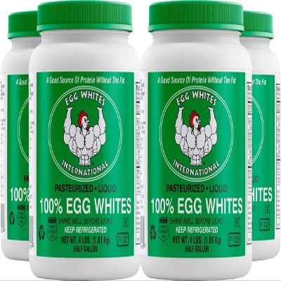 Egg Whites International 100% Pure Liquid Egg White Protein Designed to Drink. Now 100% CAGE Free (4 Half Gallons & Pump)