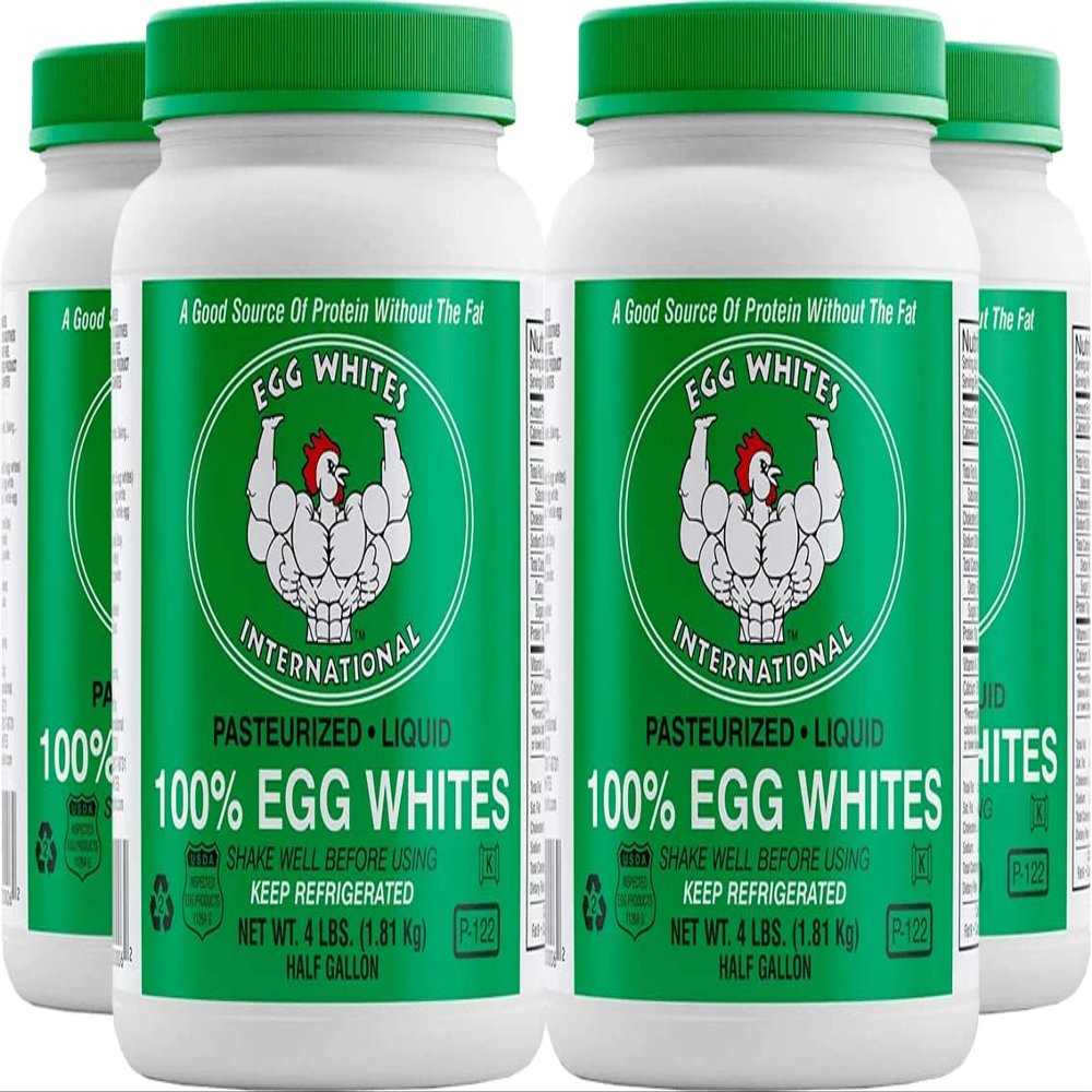 Egg Whites International 100% Pure Liquid Egg White Protein Designed to Drink. Now 100% CAGE Free (4 Half Gallons & Pump)