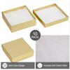 Cardboard Jewelry Boxes 10 Pack - 3.5"x3.5"x1" Bulk Cotton Filled Small Gift Boxes with Lids for Jewelry Packaging (Gold Linen) view 3