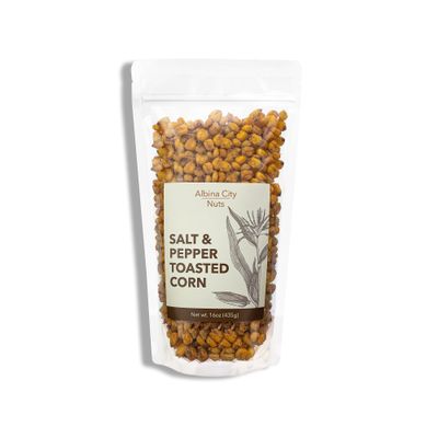 Albina City Nuts Salt & Pepper Toasted Corn  Tasty Snack with a Gentle Crunch thats full of Flavor and Made from Non-GMO Ingredients Free of Sulfites, Gluten, Artificial Flavors, & Preservatives  1lb