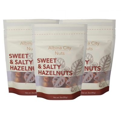 Albina City Nuts Sweet & Salty Hazelnuts  Small-Batched, Tasty, & Handcrafted with In-Season, Local Non-GMO Ingredients Free of Sulfites, Gluten, Artificial Flavors, and Preservatives  3oz, 3 Pack