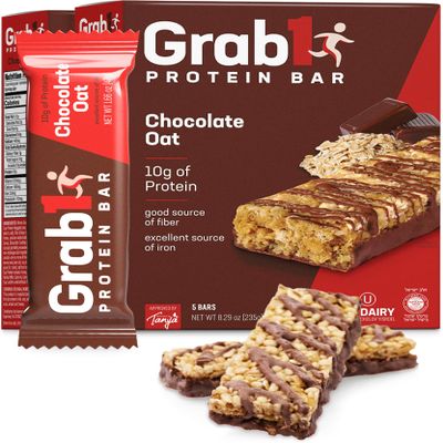 Grab1 Protein Bars, Chocolate Oat Protein Bar (2 Pack - 10 Bars) | Delicious and Nutritious | Low Calorie | Perfect for Snacking
