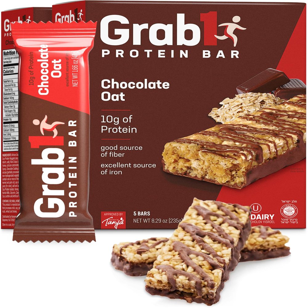 Grab1 Protein Bars, Chocolate Oat Protein Bar (2 Pack - 10 Bars) | Delicious and Nutritious | Low Calorie | Perfect for Snacking