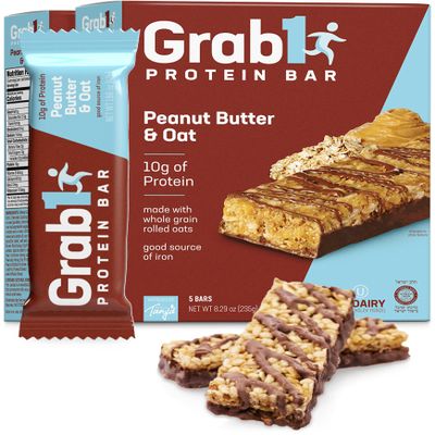 Grab1 Protein Bars, Peanut Butter and Oat Protein Bar (2 Pack - 10 Bars) | Delicious and Nutritious | Low Calorie | Perfect for Meal Replacement & Snacking | Certified Kosher