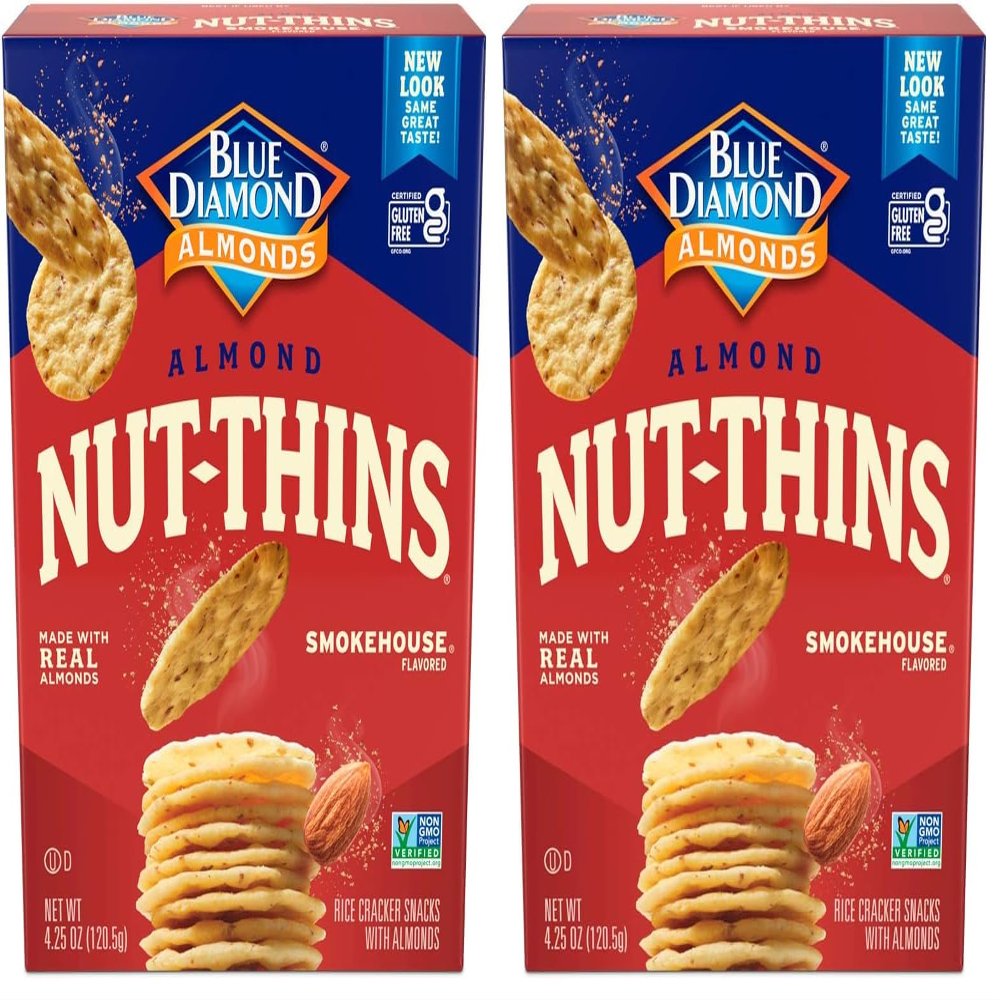 Blue Diamond Almonds Nut Thin Crackers Crisps, Smokehouse, 4.25 Oz (Pack of 2)
