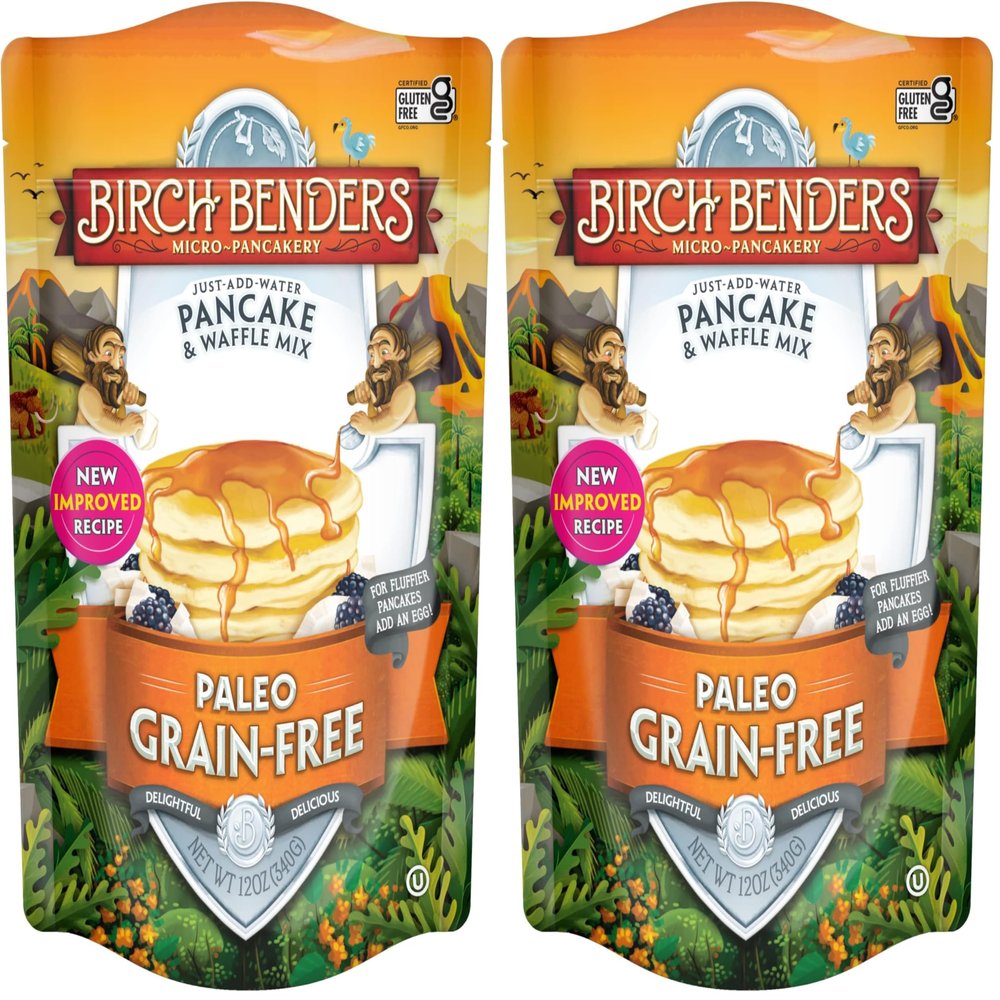 Paleo Pancake & Waffle Mix by Birch Benders, Low-Carb, High Protein, High Fiber, Gluten-free, Low Glycemic, Prebiotic, Keto-Friendly, 12 oz (Pack of 2)