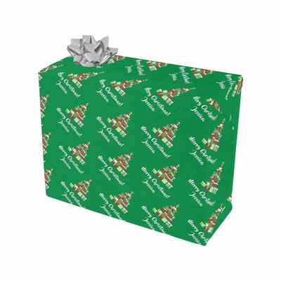 MyPupSocks Custom Merry Christmas Gift Tree Green Reversible Kids Birthday Wrapping Paper Birthday Wrapping Paper for Girls Boys Kids Baby Shower Women Men 2 Rolls 58x23 inch