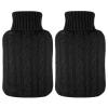 2 Pieces Hot Water Bottle Cover Soft Cover Only Knitted Hot Water Bottle Sweater for Winter Compress and Cold Therapy, Menstrual Cramps, Neck, Shoulder Pain Relief(Black) view 1
