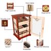 Cigar Cabinet,Spanish Cedar Lined Handmade Humidor with 3 Large Drawers,Piano Finish Three-Sided Display Glass Cigar Box with Lock and Hygrometer,Holds (100-150 Cigars),Black view 2
