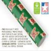 French Bulldog Wrapping Paper, Christmas Green Brown Fawn Frenchie Gift Wrap, Cute Puppy Dog Birthday Party Decoration Decor (12 foot x 30 inch roll) view 4