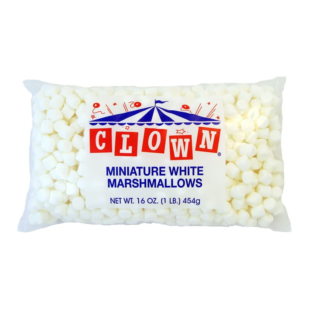 Clown Global Brands Miniature White Marshmallows | 12 Count / 1 lb Packages | Fat Free, Gluten Free, Cholesterol Free | Perfect for Snacking