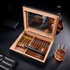 HongLianRiven Cigar Box Humidor Portable Cedar Cigar Case Wood Travel Cigar Humidor Set with Humidifier Hygrometer view 4