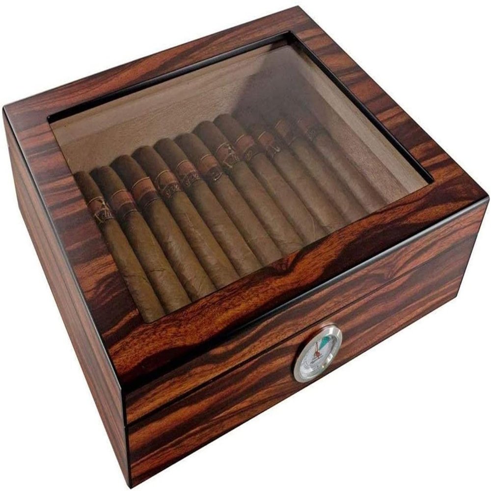 HongLianRiven Cigar Box Humidor Humidor Oak Tree Cigar Humidor with Humidifier Hygrometer Cigars