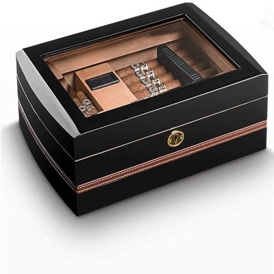 HongLianRiven Cigar Box Humidor Cigar Box Cigar Humidor for Approx, with Hygrometer and Humidifier Wooden Cigar Box
