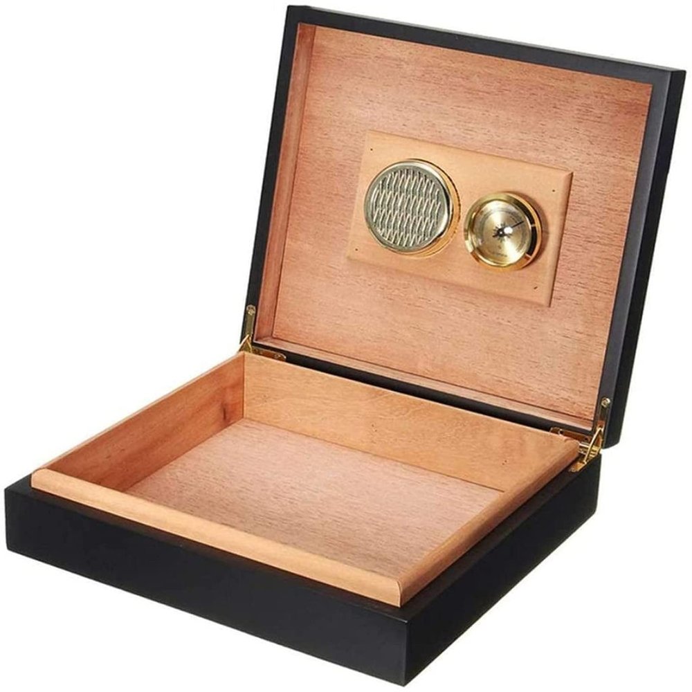 HongLianRiven Cigar Box Humidor Cedar Wood Lined Cigar Storage Case Box with Humidor Humidifier Hygrometer Cigar Moisturizing Device