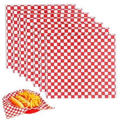 DOERDO 100pcs Deli Sandwich Wrap Paper, Grease Resistant Food Wrapping Papers Basket Liners for Plastic Food Basket, Wrapping Bread and Sandwiches, Red, 11''x10''