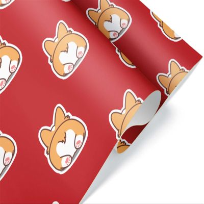 Cute LIttle Butt Corgi Christmas Wrapping Paper Premium Gift Wrap (6 foot x 30 inch roll)