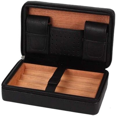 HongLianRiven Cigar Box Humidor Cigar Humidor Case,Portable Cigar Travel Leather Humidor Box with Humidifier, Removable Cedar Tray (Color : B)
