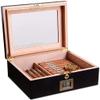 HongLianRiven Cigar Box Humidor Cigar Humidor Desktop Wooden Box Travel Humidor for Cigars with Humidifier and Hygrometer view 4