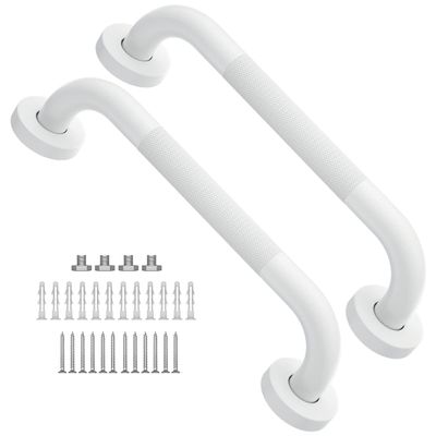 12 Inch Anti Slip Shower Grab Bar Oil Rubbed White, Munzong Bathroom Grab Bar, Knurled Bathroom Balance Bar,Safety Hand Rail Support Handicap Elderly Injury Senior Assist Bath Handle