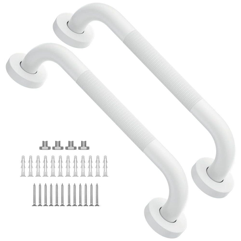 12 Inch Anti Slip Shower Grab Bar Oil Rubbed White, Munzong Bathroom Grab Bar, Knurled Bathroom Balance Bar,Safety Hand Rail Support Handicap Elderly Injury Senior Assist Bath Handle