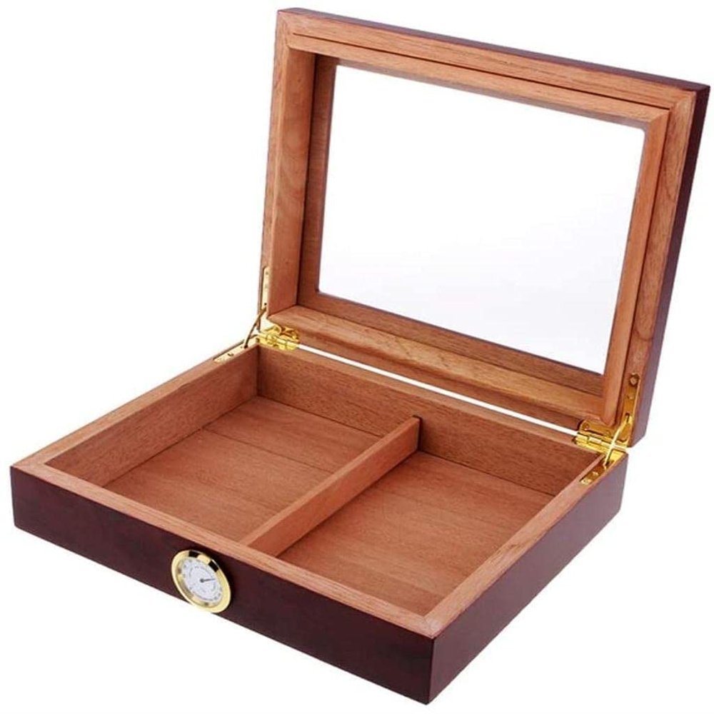 HongLianRiven Cigar Box Humidor Cedar Humidor Wood Lined Cigar Box with Humidifier Hygrometer (Color : A)