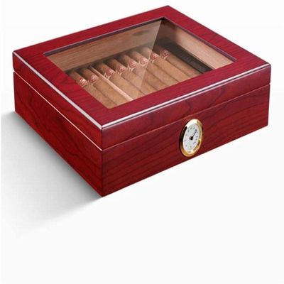 HongLianRiven Cigar Box Humidor Portable Cedar Cigar Case Wood Travel Cigar Humidor Set with Humidifier and Hygrometer (Color : A)