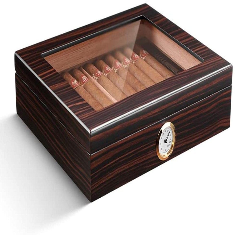 HongLianRiven Cigar Box Humidor Portable Cedar Cigar Case Wood Travel Cigar Humidor Set with Humidifier and Hygrometer (Color : C)