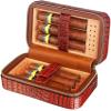 HongLianRiven Cigar Box Humidor Cigar Case Travel Genuine Leather Humidor, Cedar Wood Lined with Humidifier and Removable Trays, Cigar Box view 1