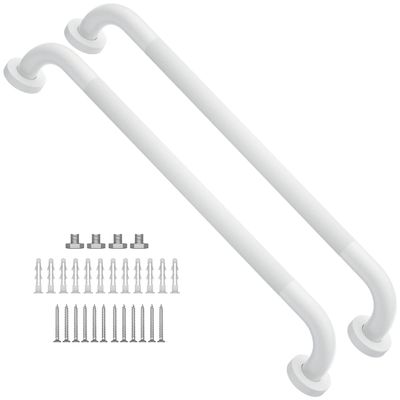 2 Pack 24 Inch Anti Slip Shower Grab Bar Oil Rubbed White 1.25" Diameter,Munzong Bathroom Grab Bar, Knurled Bathroom Balance Bar,Safety Hand Rail Support Handicap Elderly Senior Assist Bath Handle