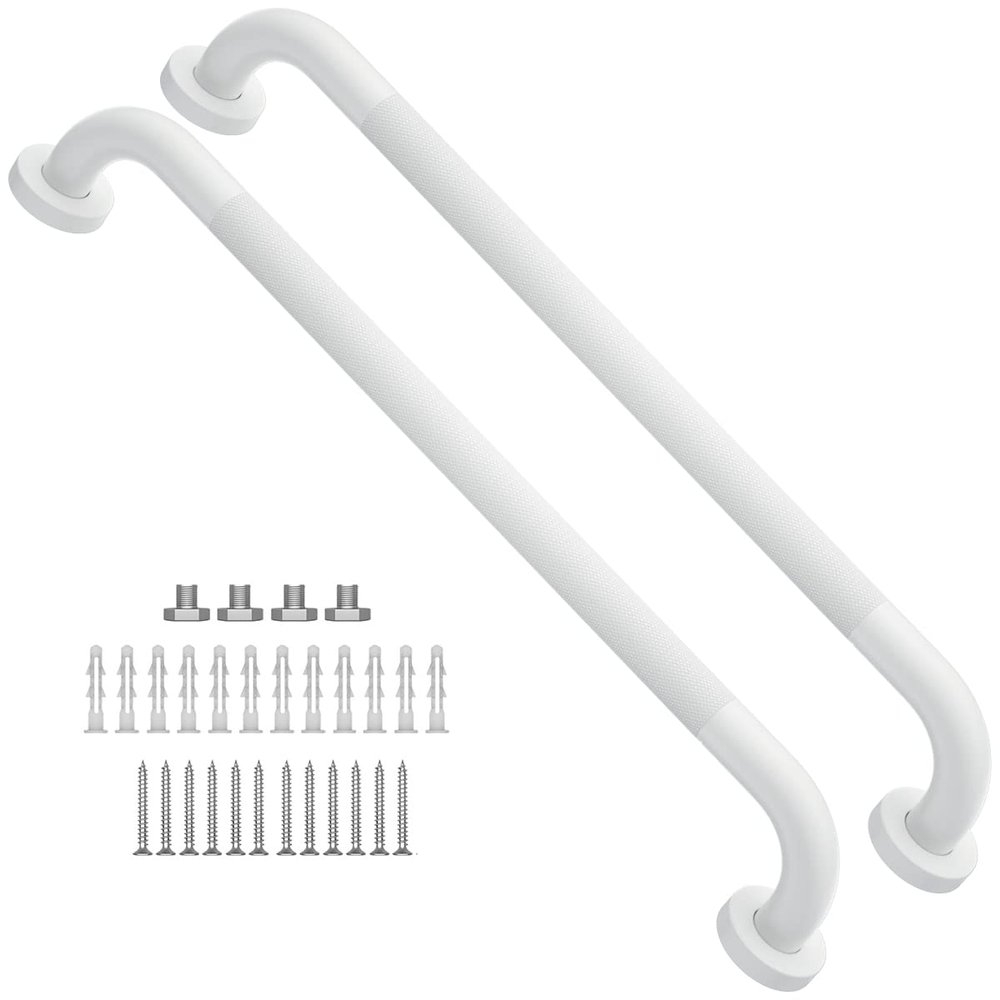 2 Pack 24 Inch Anti Slip Shower Grab Bar Oil Rubbed White 1.25" Diameter,Munzong Bathroom Grab Bar, Knurled Bathroom Balance Bar,Safety Hand Rail Support Handicap Elderly Senior Assist Bath Handle