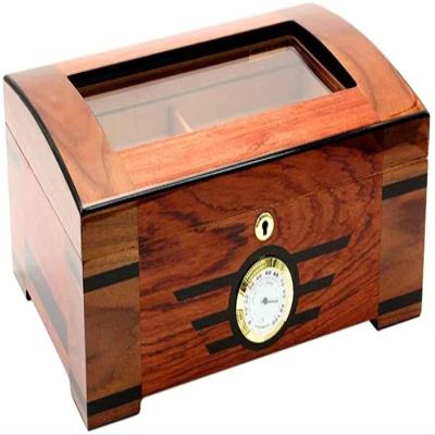 HongLianRiven Cigar Box Humidor Solid Wood Breathable Hygrometer Portable Cigar Humidor Cigar Storage Box with Hygrometer and Humidifier