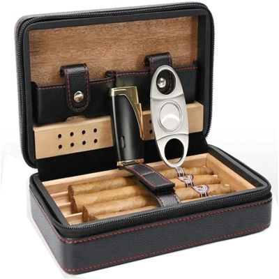 HongLianRiven Cigar Box Humidor Humidor Cigar Box Travel Cigar Case Cigar Humidor Box Humidifier Cutter Set Accessories
