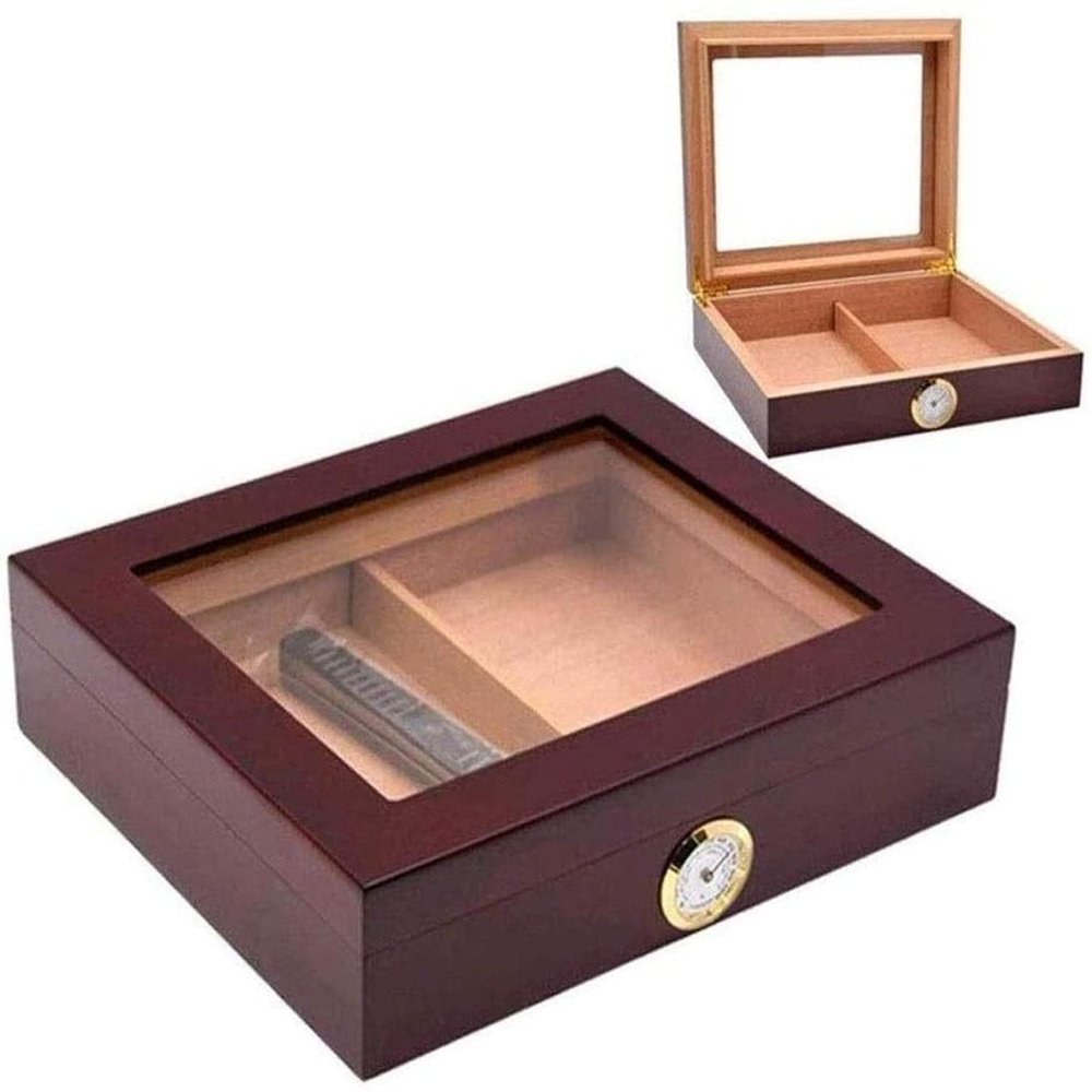 HongLianRiven Cigar Box Humidor Cigar Humidor Portable Cigar Box Transparent Glass Window Sealing Good Generality Strong Wear