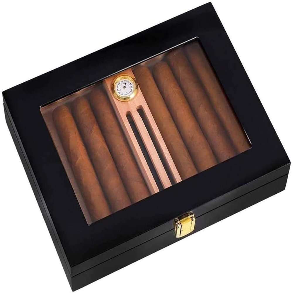 HongLianRiven Cigar Box Humidor Cigar Humidor,Cedar Cigar Desktop Box with Humidifier and Hygrometer