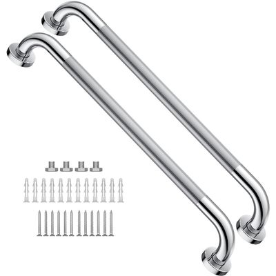 2 Pack 24 Inch Anti Slip Shower Grab Bar 1.25" Diameter,Munzong Stainless Steel Bathroom Grab Bar,Knurled Bathroom Balance Bar,Safety Handrail Support,Handicap Injury Elderly Senior Assist Bath Handle
