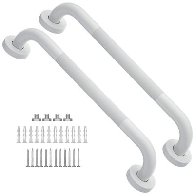 16 Inch Anti Slip Shower Grab Bar Oil Rubbed White, Munzong Bathroom Grab Bar, Knurled Bathroom Balance Bar,Safety Hand Rail Support Handicap Elderly Injury Senior Assist Bath Handle